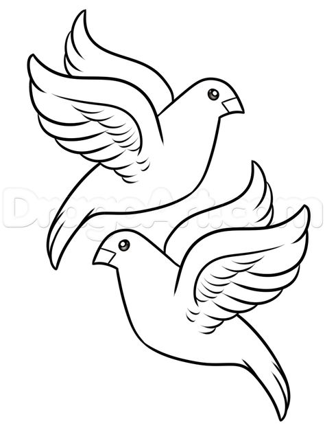 How to Draw Turtle Doves, Step by Step, Birds, Animals, FREE ... How To Draw Turtle, Draw Turtle, Dove Outline, Dove Drawing, Bird Outline, Holiday Song, Turtle Doves, Dove Pictures, Turtle Drawing