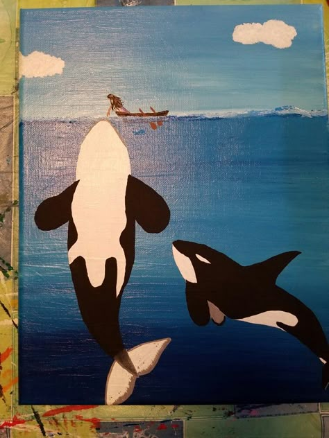 Orca Painting Easy, Orca Painting, Paint Night, Diy Canvas Art Painting, Diy Canvas Art, Colorful Drawings, Diy Canvas, Canvas Art Painting, Easy Paintings