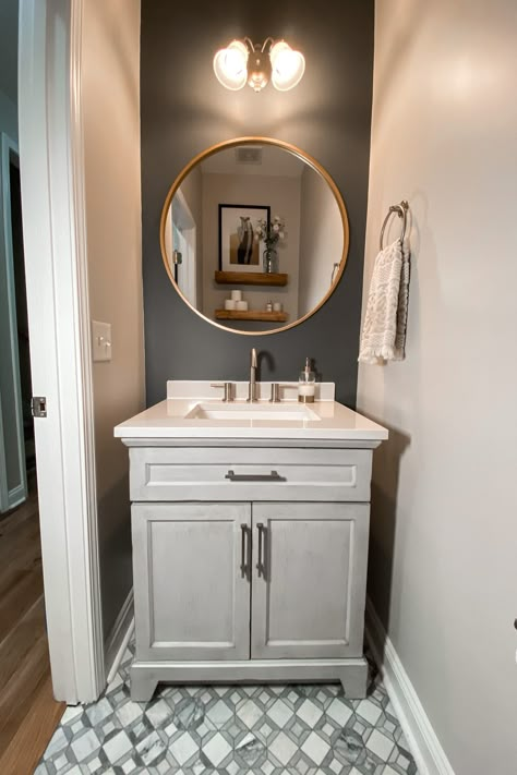 Half Bath Renovation, Half Bath Makeover, Small Half Bathrooms, Half Bath Decor, Small Half Bathroom, Small Half Bath, Projects Around The House, Half Bath Remodel, Half Bathroom Remodel