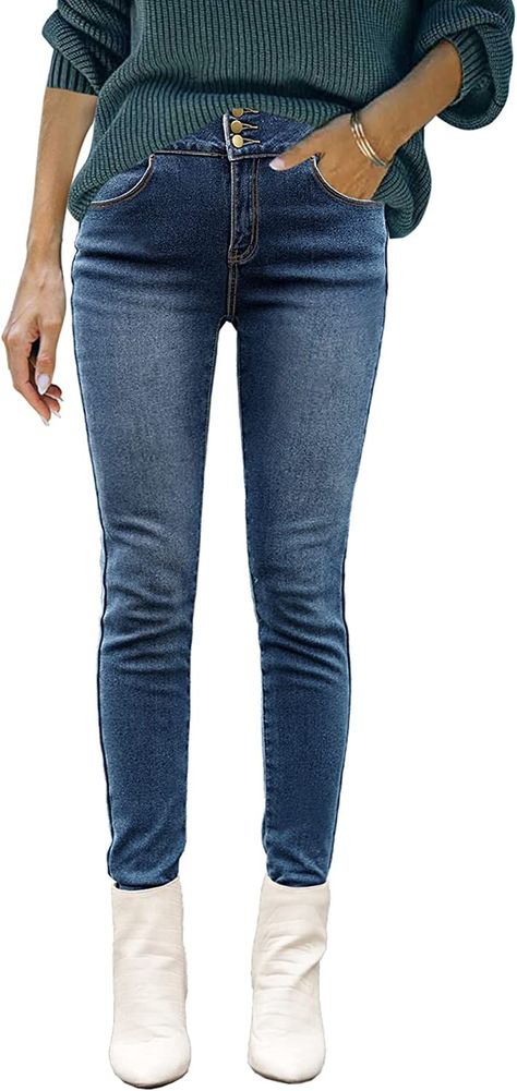 New Arrivals // Show off your striking look wearing this dark blur high waist thermal fleece denim jeans. Lined Pants, Thermal Leggings, Warm Leggings, Denim Jeggings, Jeans High Waisted, Lined Jeans, Womens Fleece, High Jeans, Blur