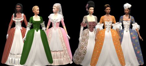 Early 1800s Fashion, Sims 4 Decades Challenge, Rococo Dress, Sims Medieval, Sims 4 Family, 18th Century Dress, Sims 4 Download, The Sims 4 Packs, 1800s Fashion