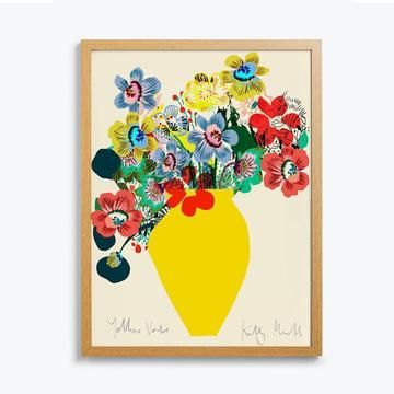 Yellow Vase, Red Vases, Giclée Print, Joy And Happiness, Unframed Prints, All Art, Peonies, Fine Art Paper, Giclee Print