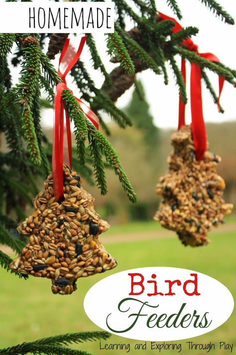 Today we set about making some home made bird feeders for our garden. A very simple recipe that is grea... Bird Food Ornaments, Babies Christmas, Bird Seed Ornaments, Homemade Bird Feeders, Christmas Neighbor, Neighbor Christmas Gifts, Food Homemade, Food Ornaments, Diy Bird Feeder