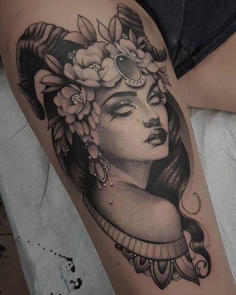 105.9k Followers, 2,087 Following, 1,971 Posts - See Instagram photos and videos from 🍒Debora Cherrys Tattoo🍒 (@deboracherrys) Ram Tattoo, Girl Face Tattoo, Capricorn Tattoo, Taurus Tattoos, Aries Tattoo, Goddess Tattoo, Inspiration Tattoos, Zodiac Tattoos, Face Tattoos