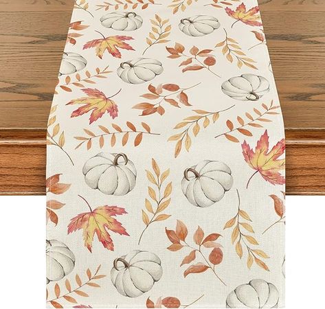 Artoid Mode Orange Pumpkins Fall Maple Leaves Fall Table Runner, Seasonal Autumn Kitchen Dining Table Decoration for Home Party Decor 13x72 Inch Autumn Kitchen, Outdoor Table Decor, Fall Table Runner, Pumpkin Table Runner, Thanksgiving Table Runner, Dining Table Decoration, Tafel Decor, Home Party Decor, Fall Table Runners