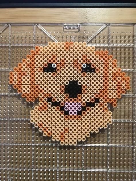 Perler Bead Golden Retriever, Perleplader Ideas, Pearl Plates, Perler Bead Ideas, Angel Stitch, Melt Beads Patterns, Hamma Beads Ideas, Melty Bead Patterns, Only Aesthetic