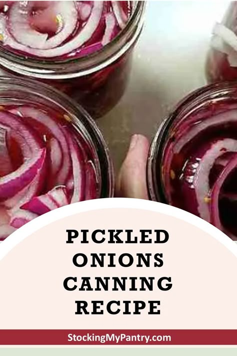 Easy pickled onions with the Nesco Canner. Canning Pickled Onions, Canning Pickles Recipe, Baked Tomato Recipes, Pickle Onions Recipe, Water Bath Canning Recipes, Red Onion Recipes, Canning Pickles, Homemade Pantry, Canned Food Storage