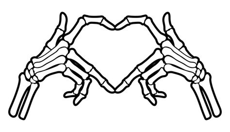 Skeleton Hand Love Sign, I Love You Skeleton Hand, Skeleton Finger Heart, Skeleton Hands Making A Heart, Skeletons Holding Hands, Skeleton Vector, Hand Heart Tattoo, Skeleton Heart Hands, Skeleton Hands Drawing