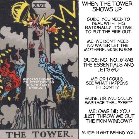 Rider waite The Tower Card Meaning, Tarot Tower Card, The Tower Tarot Meaning, The Tower Tarot Meaning Reversed, Tower In Reverse Tarot, The Tower Tarot, Tarot Guidebook, Tarot Interpretation, Zodiac Cards