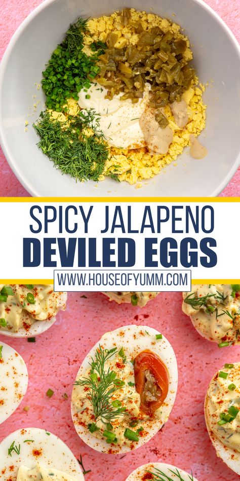 Spice up your holiday gatherings with the best Jalapeno Pickled Deviled Eggs. These zesty deviled eggs are the ultimate appetizer that adds a flavorful twist to your festivities. Deviled Eggs Recipe Jalepeno, Sweet And Spicy Deviled Eggs, Deviled Eggs Gourmet, Deviled Eggs Dill Pickle, Jalepeno Delived Eggs, Bacon Jalapeno Deviled Eggs, Jalapeno Deviled Eggs Recipe, Jalapeño Popper Deviled Eggs, Jalapeno Pickled Eggs Recipes