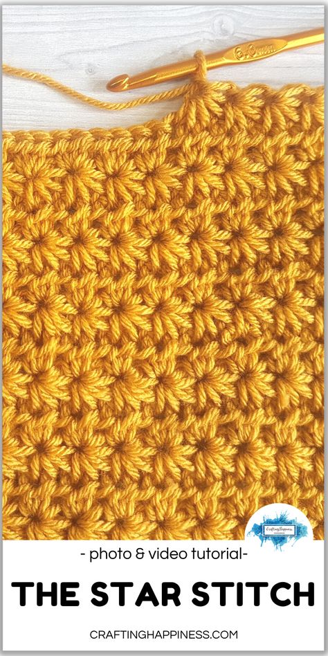 Star Stitch Crochet, Projek Mengait, Crochet Star Stitch, Crochet Stitches For Blankets, Crochet Stitches Free, Easy Crochet Stitches, Crochet Stars, Crochet Stitches Video, Crochet Stitches For Beginners