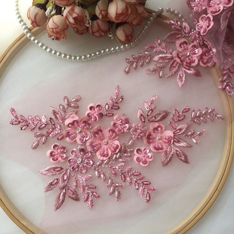 Cheap Patches, Buy Directly from China Suppliers:2Pair /4PC Multicolor DIY Handmade Beaded Applique Flower Patch Wedding Dress Accessories Lace Embroidery Mending Clothes RS1311 Enjoy ✓Free Shipping Worldwide! ✓Limited Time Sale ✓Easy Return. Diy Wedding Gown, Beads Clothes, Bead Lace, Mending Clothes, Bridal Applique, Bead Fringe, Beaded Leaf, Pearl And Lace, Wedding Dress Accessories