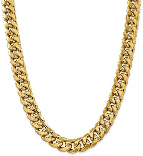 14k Yellow Gold 15mm Semi Solid Cuban Chain Necklace fine jewelry gift for women. #necklace #jewelry #gold Cuban Chain Necklace, Diamond Earrings Studs Round, Gift Sets For Women, Miami Cuban, Dope Jewelry, Jewellery Uk, Necklace Box, Chain Anklet, Yellow Gold Chain