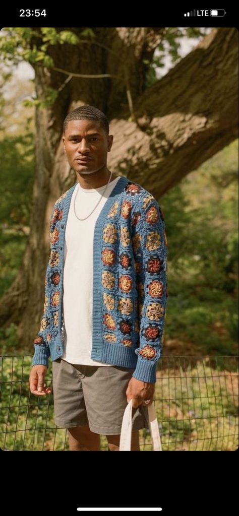 Crochet Male Cardigan, Crochet Streetwear, Gym Rack, Crochet Men, Knit Vest Pattern, Classic Cardigan, Crochet Clothes Patterns, Vest Pattern, Crochet Blouse