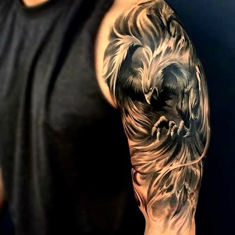 Shoulder Tattoo Ideas For Men, Phoenix Tattoo Meaning, Phoenix Tattoo Arm, Feniks Tattoo, Phoenix Tattoo Men, Phoenix Tattoo Sleeve, Phoenix Tattoo For Men, Shoulder Tattoo Ideas, Rooster Tattoo