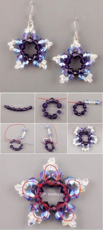 Beaded Star PATTERN Star Beading Pattern, Beaded Star Pattern, Star Bead Pattern, Beaded Star Tutorial, Beaded Star Earrings, Beaded Stars Patterns, Bead Star Tutorial, Small Beaded Bracelets Diy, Beaded Earrings Patterns Free