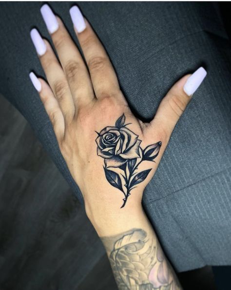 Black Rose Hand Tattoo, Hand Tattoos Rose, Butterfly Hand Tattoo, Tattoos Rose, Rose Hand Tattoo, Rose Tattoos For Women, Hand Tattoos For Girls, Cute Hand Tattoos, Hand And Finger Tattoos