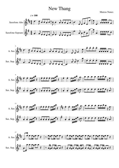 New Thang Sax alto e Sax Soprano Sheet music for Saxophone alto, Saxophone soprano (Woodwind Duet) | Musescore.com Alto Saxophone Sheet Music, Saxophone Sheet Music, Soprano Saxophone, Music Sheets, Free Sheet Music, Sheet Music, Music