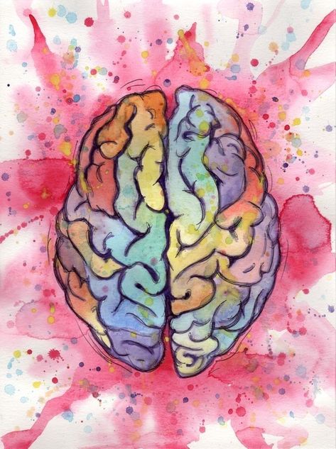 Mind Art Brain Illustrations, Medical Painting, Mind Illustration, Brain Painting, Brain Drawing, Black Skull Tattoo, Fall Canvas Painting, Brain Art, Medical Art