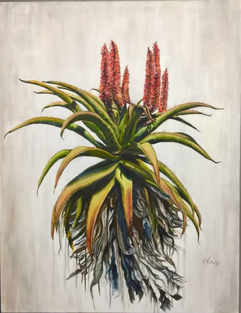 Aloe Vera Painting, Aloe Photography, Aloe Art, Karoo Landscape, South Africa Art, South African Landscapes, Art Retreat, Blue Crane, Africa Painting