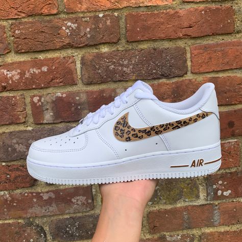 Painted Air Force Ones, Wedges Shoes Outfit, Air Force Custom, Zapatillas Nike Air Force, Customized Sneakers, Cheetah Print Shoes, Af1 Custom, White Nike Shoes, All Nike Shoes