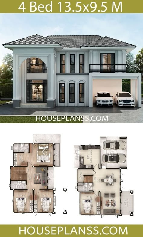 House Plans Design, 2 Storey House Design, Basement House Plans, Two Story House, 4 Bedroom House Plans, House Plan Gallery, Sims House Plans, Model House Plan, House Construction Plan