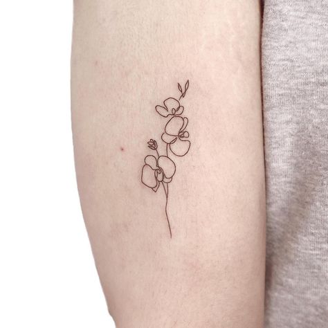 cool 25 Prettiest Orchid Tattoo Orchids Tattoo Design, Orchid Small Tattoo, Orchid Simple Tattoo, Mini Orchid Tattoo, Dainty Orchid Tattoo, Small Tattoos Orchid, White Orchid Tattoo, Orchid Outline Tattoo, Tiny Orchid Tattoo