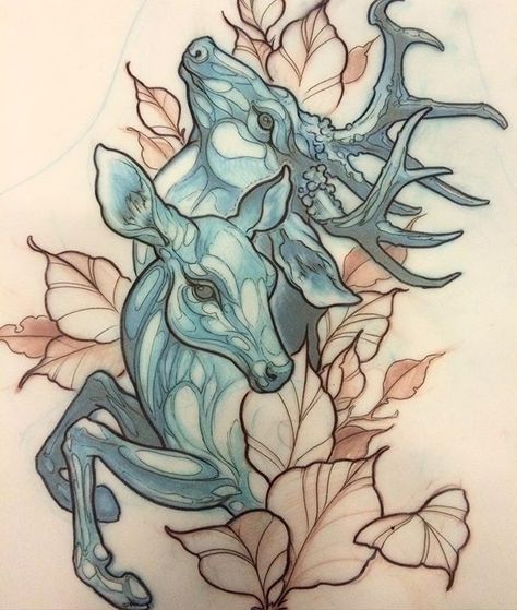 And away we go Deer Sketches, Tattoo Deer, Sneaker Party, Natur Tattoo Arm, Neo Traditional Art, Deer Tattoo Designs, Stag Tattoo, Hunting Tattoos, Neo Tattoo