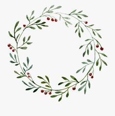 Wreath Printable, Wreath Illustration, Wreath Drawing, Christmas Card Art, Watercolor Christmas Cards, Berry Wreath, Pola Sulam, Wreath Watercolor, Leaf Wreath