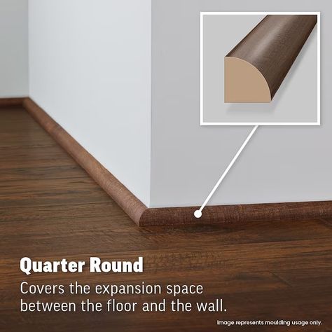 Project Source Restoration 0.62-in T x 0.75-in W x 94.5-in L Laminate Wood Quarter Round in the Floor Moulding & Trim department at Lowes.com Floor Moulding, Decorative Mouldings, Wood Laminate, Laminate Flooring, Moldings And Trim, Barn Wood, The Floor, Laminate, Trim