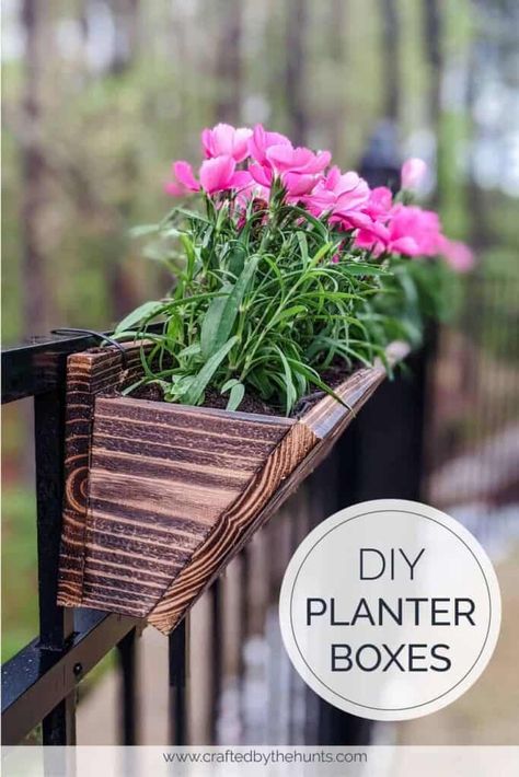 The Easiest $3 Cedar Planter Boxes - Crafted by the Hunts Diy Cedar Planter Boxes, Diy Cedar Planter, Easy Planter Box, Cedar Planter Boxes, Railing Planter Boxes, Diy Cedar Planter Box, Herb Planter Box, Hanging Planter Boxes, Pot Gantung