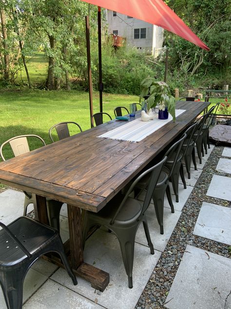 Outdoor Dining Table Diy, Outdoor Farmhouse Table, Wooden Outdoor Table, Outdoor Dinner Table, Outdoor Farm Table, Backyard Table, Diy Outdoor Table, Outdoor Patio Table, Diy Dining Table