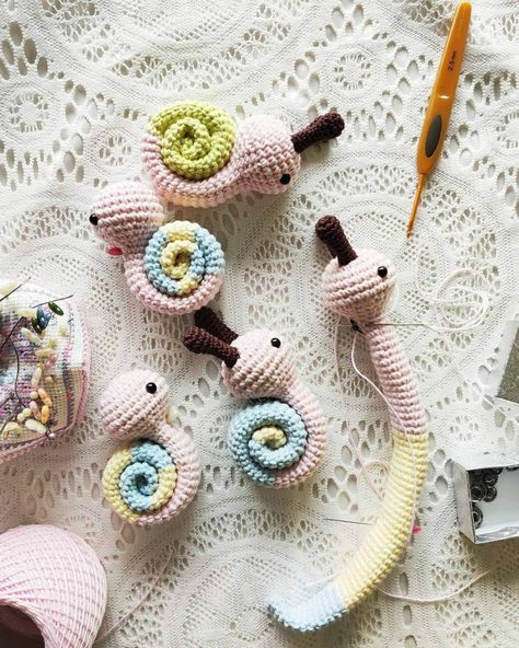 Fun Snail Crochet PATTERN Amigurumi Toy Tutorial Printable | Etsy Australia Angels Crochet, Snail Pattern, Worry Worm, Crocheting Amigurumi, Crochet Snail, Crochet Bear Patterns, Colorful Crochet, Form Crochet, Amigurumi Tutorial