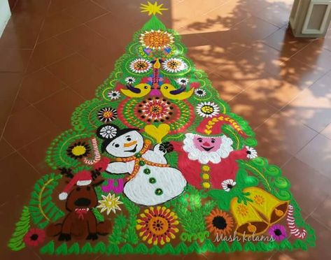 Simple and Easy Christmas Rangoli DesignsArtboard 6 Colourful Rangoli Designs, Christmas Rangoli, Rangoli Painting, Colourful Rangoli, Christmas Hallway, Rangoli Designs Photos, Rangoli Designs Simple Diwali, Easy Rangoli Designs Diwali, Garden Labels