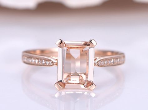 Morganite Engagement Ring Rose Gold, Engagement Rings Channel Set, Peach Morganite, Gold Rings Simple, Engagement Ring Rose Gold, Morganite Diamond, Channel Setting, Princess Cut Engagement Rings, Morganite Engagement