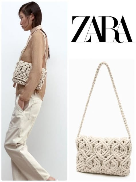 Zara Macrame Bag, Stylish Sewing Patterns, Macrame Pillow, Simpul Makrame, Macrame Bags, Pola Macrame, Macrame Purse, Macrame Dress, Diy Bags Purses