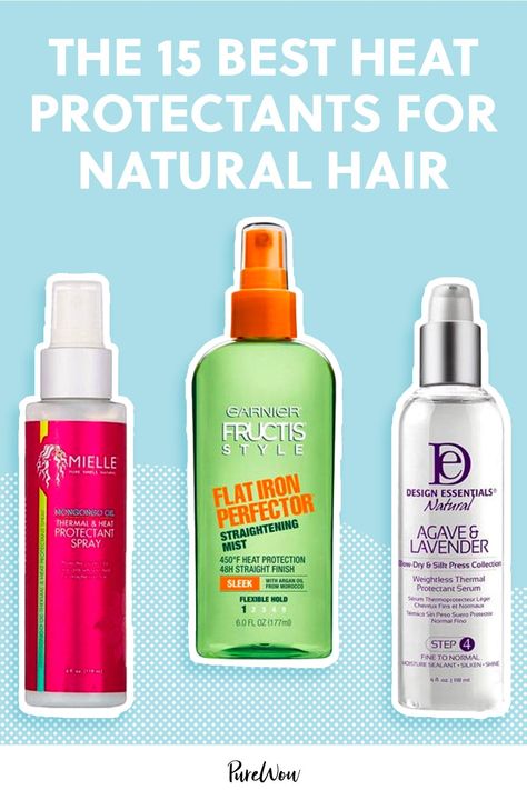 The 15 Best Heat Protectants for Natural Hair, According to Reviewers #purewow #curly hair #hair #natural hair #haircare #beauty Best Heat Protectant, Best Heat Protectant Spray, Voluminous Blowout, Straightening Natural Hair, Heat Protectant Spray, Heat Protector, Heat Protectant Hair, Thermal Heat, Coloured Hair