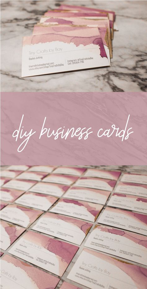 DIY Business Cards Business Card Cricut, Watercolor Business Cards Diy, Craft Business Cards Ideas Design, How To Make Thank You Cards For Business, How To Create A Business Card, Diy Business Cards Cricut, Business Cards For Crafters, Make Your Own Business Cards, Making Business Cards