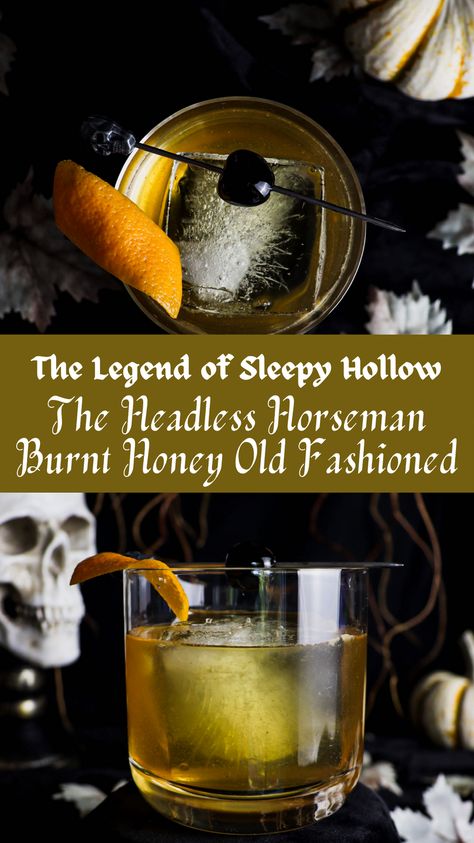 Legend Of Sleepy Hollow Food, Halloween Old Fashioned, Sleepy Hollow Food, Sleepy Hollow Dinner Party, Sleepy Hollow Recipes, Legend Of Sleepy Hollow Recipes, Sleepy Hollow Party, Old Fashioned Halloween, Burnt Honey