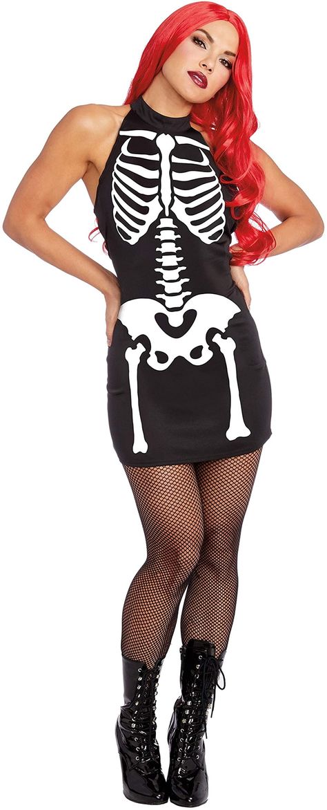 Glow-In-The-Dark Skeleton Women's Costume Dress | Michaels Skeleton Dress Costume, Skeleton Dress, Halterneck Mini Dress, Black Halloween Dress, Dress Closet, Dress Costume, Halloween Dress, Perfect Woman, Cool Costumes