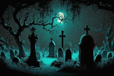 Halloween Live Wallpaper, Haunted Graveyard, Horror Photos, Psy Art, Cemetery Art, Wallpaper Doodle, Halloween Artwork, Dark Tattoo, Halloween Photos