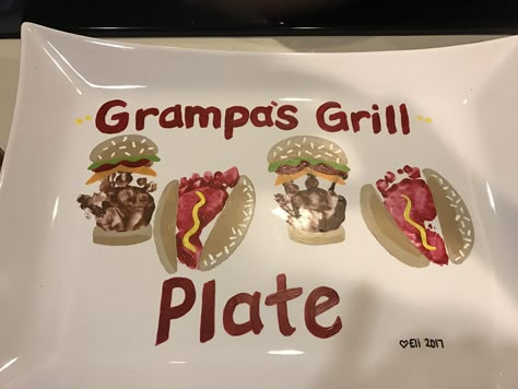 Homemade Kids Gifts, Baby Art Crafts, Kids Craft Gifts, Kids Fathers Day Gifts, Homemade Fathers Day Gifts, Baby Art Projects, Diy Father's Day Gifts, Grill Plate, Daycare Crafts