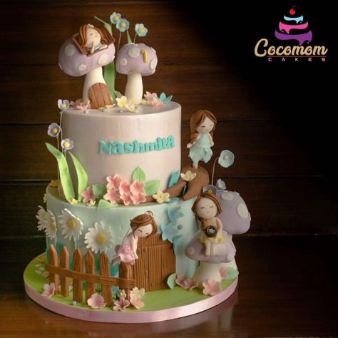 First Bday Cake, Fairy Tale Cake, Album Cake, Garden Birthday Cake, First Bday, Enchanted Fairy, Enchanted Fairies, 3rd Birthday Cakes, Fairy Cake