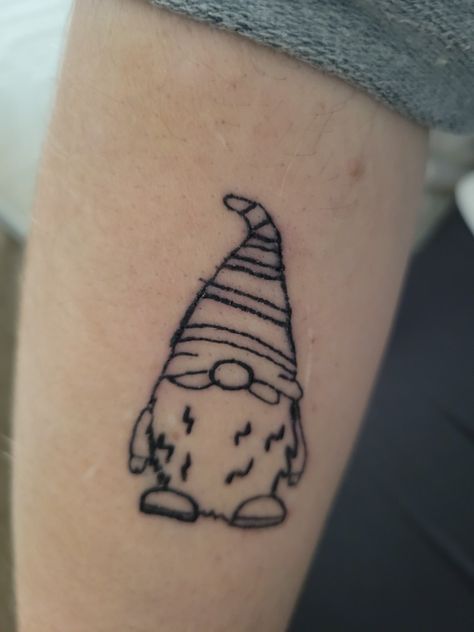 Gnomes Tattoo Ideas, Gonk Tattoos, Gnomes Tattoos, Fairy Garden Tattoo Ideas, Garden Gnome Tattoo, Gnome Tattoo Cute, Gnome Tattoos, Fairy Garden Tattoo, Gnome Tattoo