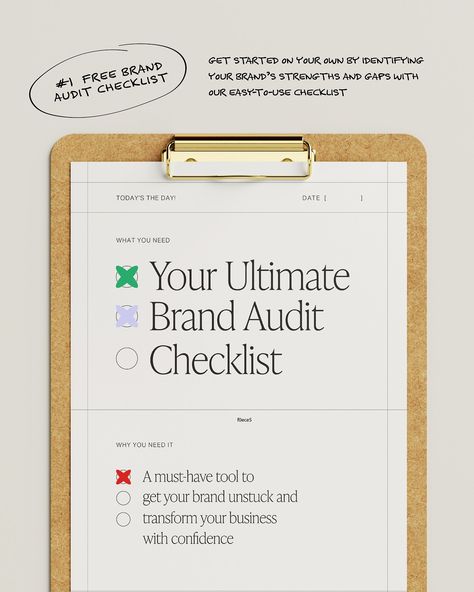 Feeling a bit stuck with your brand? We’re making exciting updates to our Brand Audit starting from 2 September—and to kick things off, we’re introducing our FREE Brand Audit Checklist! 🎉 This comprehensive yet simple tool is designed to give your brand a health check, and helps you identify what’s working, what’s missing, and where’s room to grow. ✨ 📝 Swipe through to see: 1️⃣ What a Brand Audit is and why you need one 2️⃣ The changes we’re doing to make your Brand Audit sessions extra i... Brand Audit, 2 September, Must Have Tools, Health Check, Easy To Use, To Grow, Design Studio, Make It Yourself, Feelings