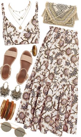 boho hippie Outfit | ShopLook Pastel Boho Outfit, Hippie Summer Outfits, Boho Hippie Outfits, Beth Djalali, Outfit For Church, Pastel Boho, Raffia Sandals, Dream Fashion, Boho Outfit