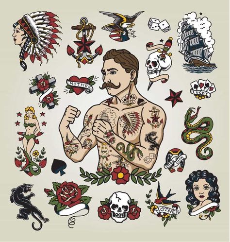 American Traditional Tattoo - Skin Factory Tattoo & Body Piercing Payout Money, Edinburgh Tattoo, Berg Tattoo, Many Tattoos, Tato Flash, Tato Tradisional, Sailor Jerry Tattoos, Tatoo Inspiration, Traditional Style Tattoo