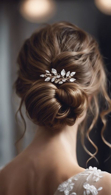 27+ Messy Bun Hairstyles For Wedding » Hairstylester Fancy Messy Bun, Messy Bun Hairstyles For Wedding, Messy Hair Buns, Buns Ideas, Bun Hairstyles For Wedding, Messy Bun Wedding, Fancy Updos, Messy Bun Updo, Intricate Hairstyles