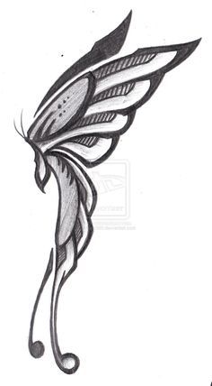 Tribal Butterfly Side view by Ashes360 Dragonfly Wings Drawing, Ruff Sketch, Butterfly Side View, Fairy Wings Drawing, Borboleta Tattoo, Wings Sketch, Butterfly Sketch, Fairy Drawings, Wings Drawing