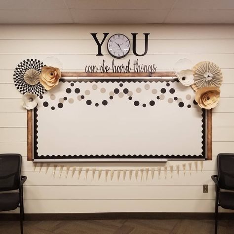 Farmhouse Bulletin Board Ideas, Farmhouse Bulletin Board, Farmhouse Shiplap, Classroom Goals, Classroom Makeover, Elementary Classroom Decor, Bulletin Board Ideas, High School Classroom, Middle School Classroom